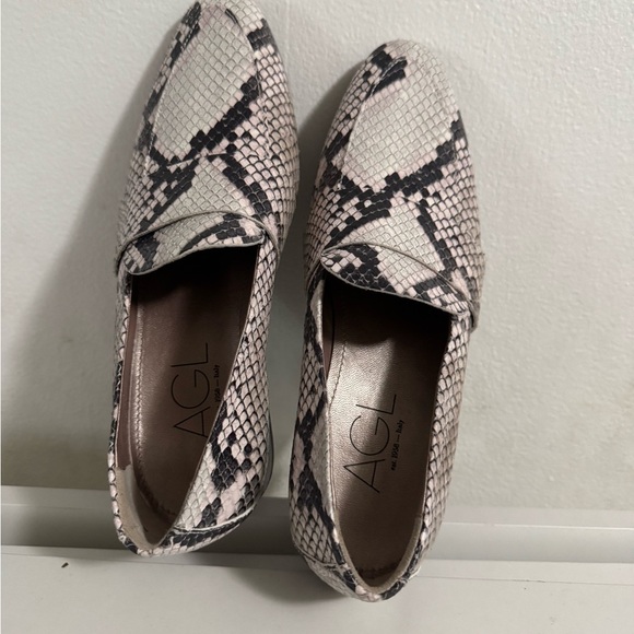 New. AGL Python Animal Print Slip On Loafers in Brown / Cream Size EU 35.5 US 5 - Picture 2 of 12